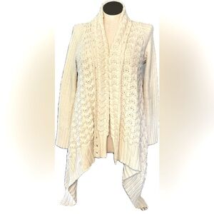 Lucky Brand Ivory Sweater Handkerchief Hem Fantastic Style Stitch Design M-XL